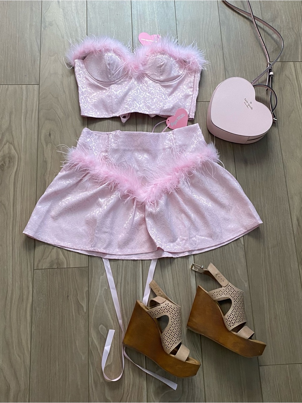 Sugar Thrillz Marabou Pink Top NWT sz Medium